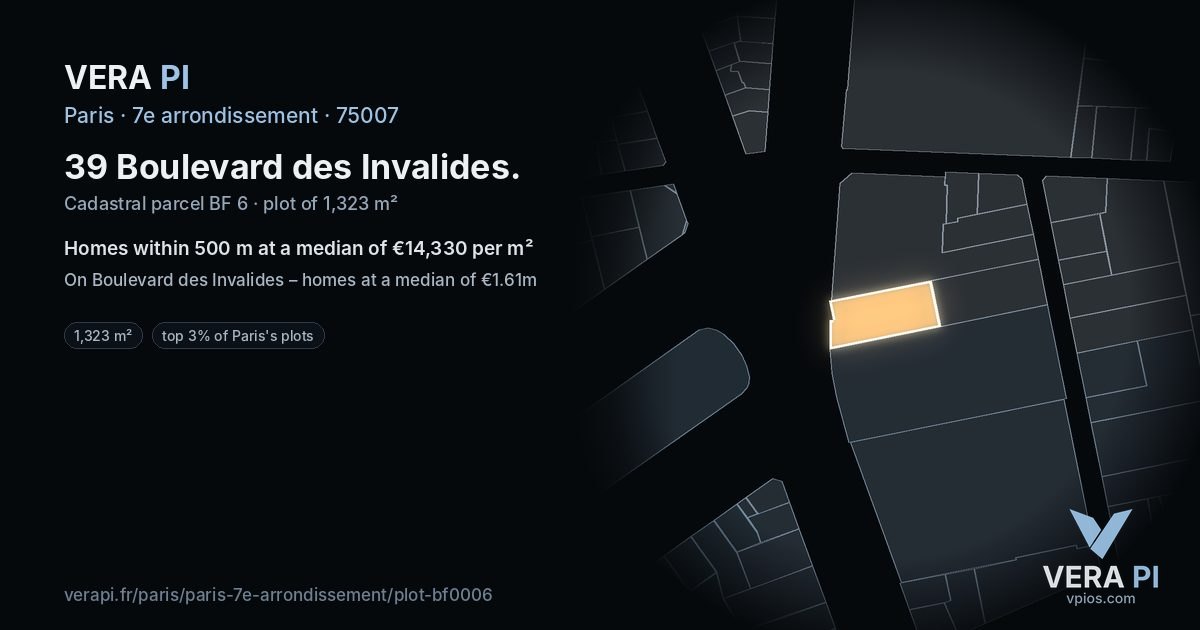 39 Boulevard des Invalides, 7e arrondissement at night – the plot lit, the parcels around coloured by the prices near them