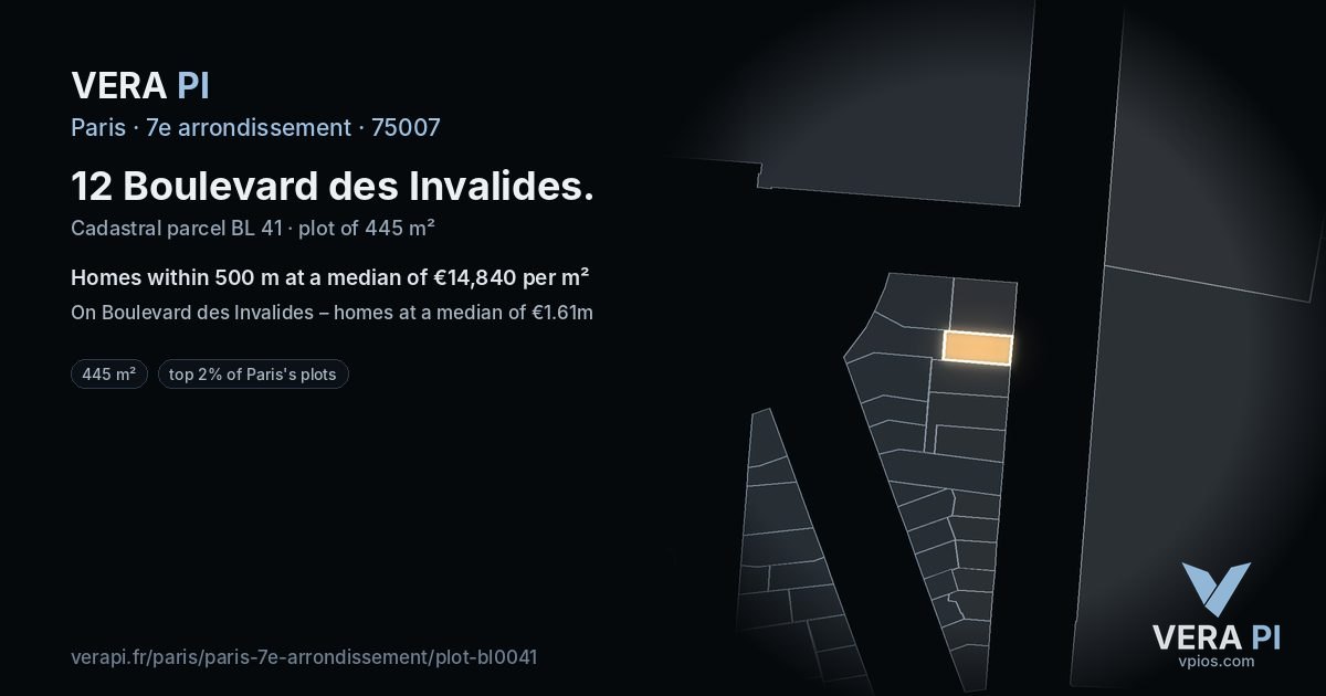 12 Boulevard des Invalides, 7e arrondissement at night – the plot lit, the parcels around coloured by the prices near them