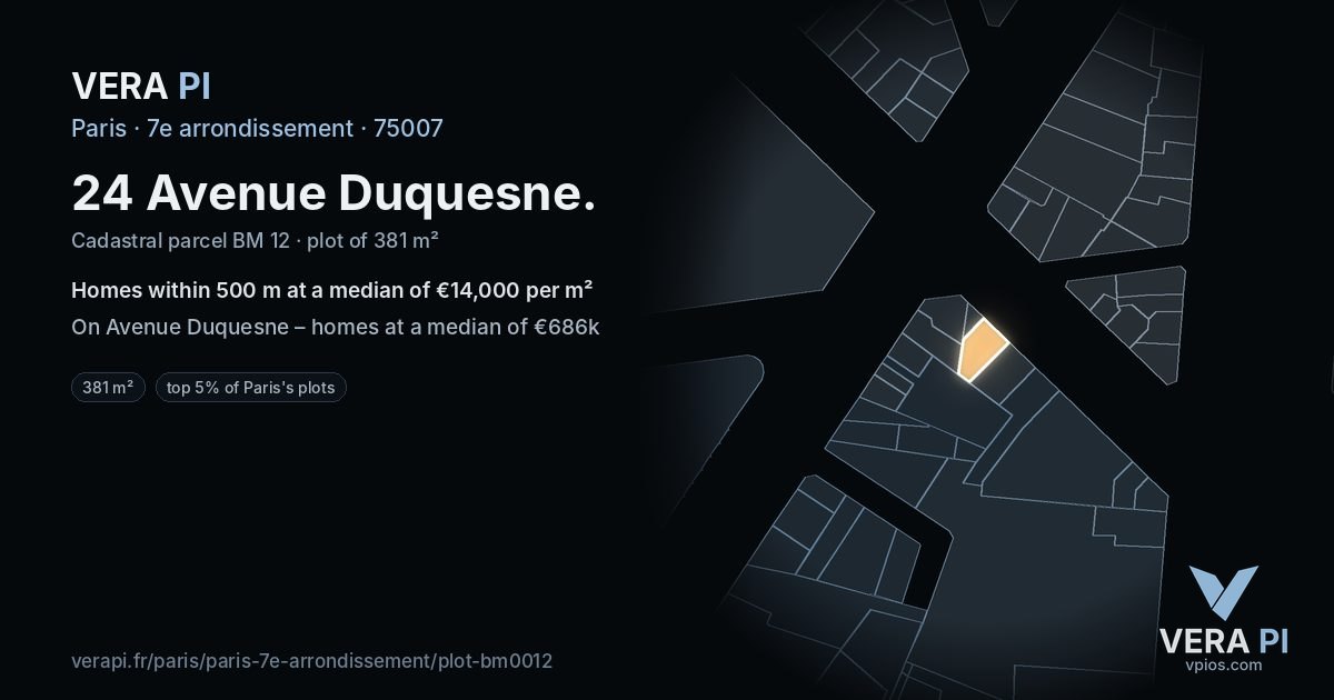 24 Avenue Duquesne, 7e arrondissement at night – the plot lit, the parcels around coloured by the prices near them