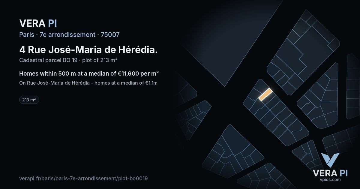 4 Rue José-Maria de Hérédia, 7e arrondissement at night – the plot lit, the parcels around coloured by the prices near them