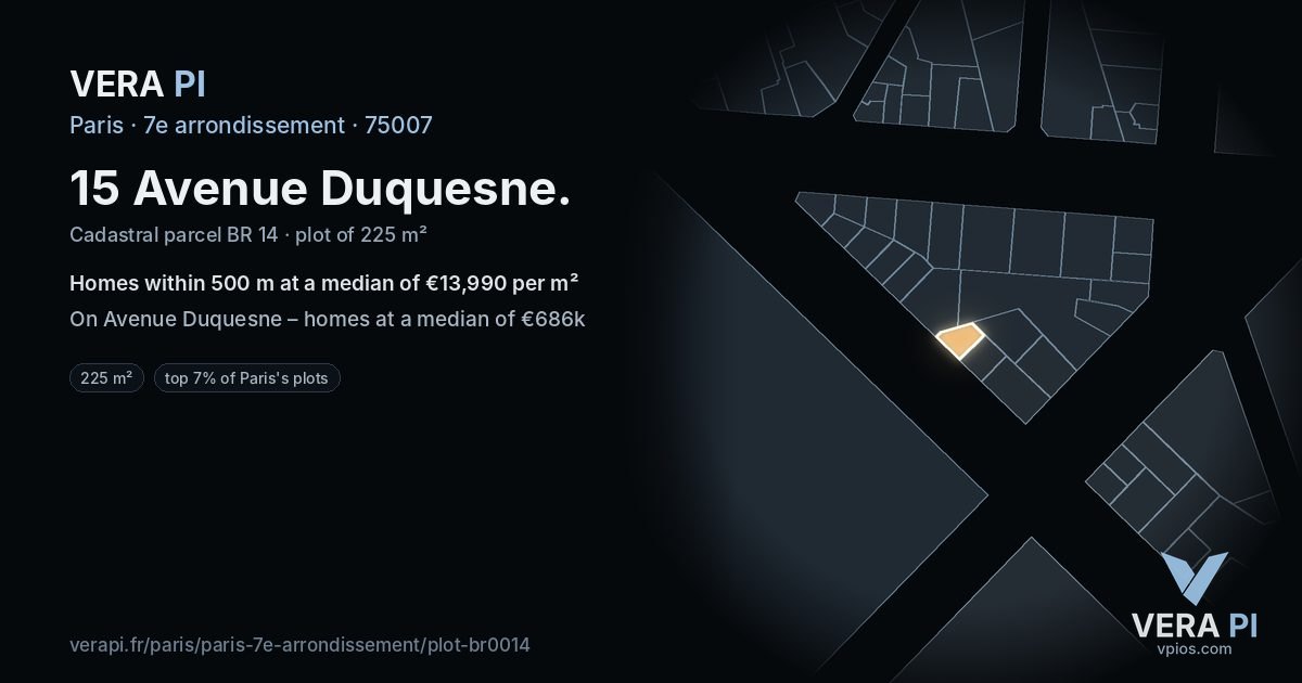 15 Avenue Duquesne, 7e arrondissement at night – the plot lit, the parcels around coloured by the prices near them