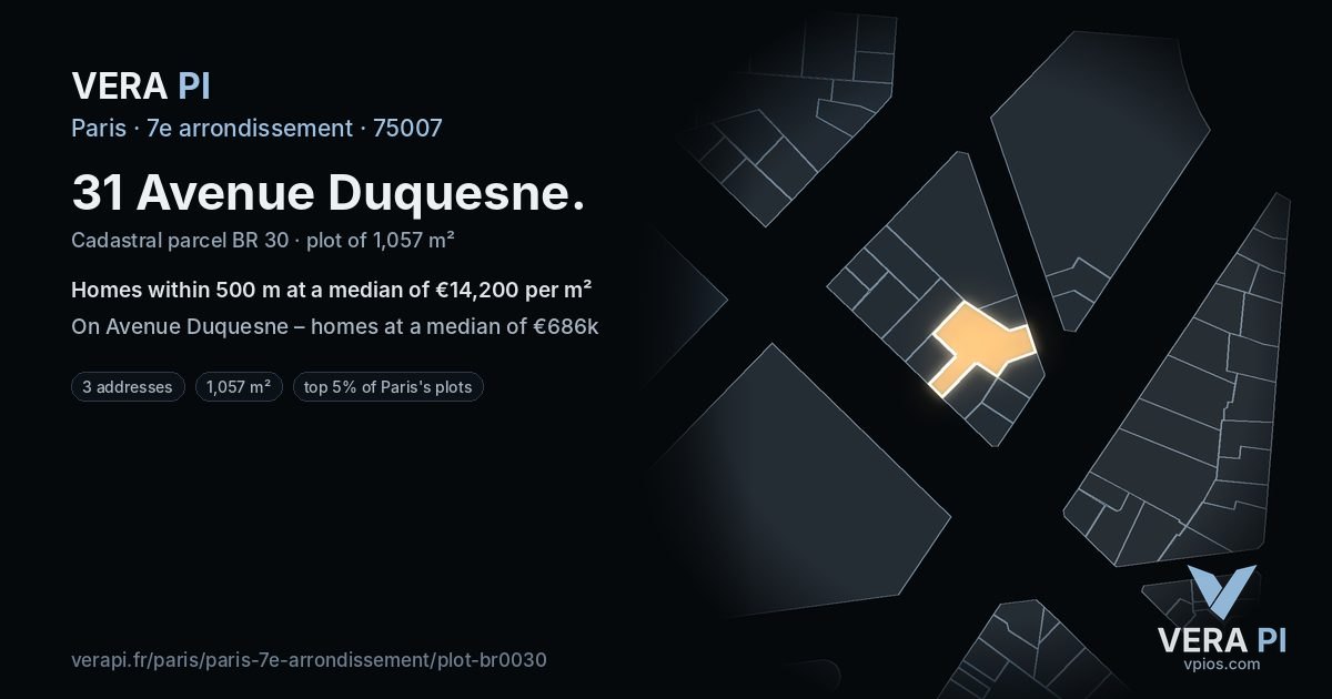 31 Avenue Duquesne, 7e arrondissement at night – the plot lit, the parcels around coloured by the prices near them