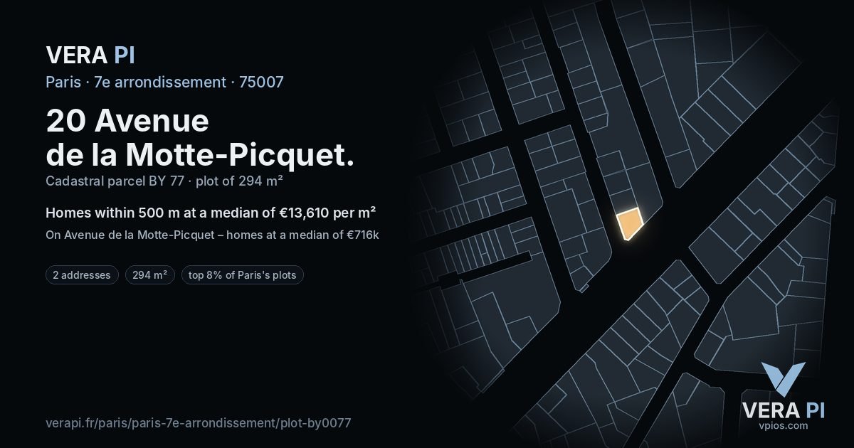 20 Avenue de la Motte-Picquet, 7e arrondissement at night – the plot lit, the parcels around coloured by the prices near them