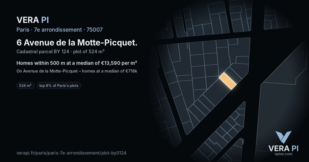 6 Avenue de la Motte-Picquet, 7e arrondissement at night – the plot lit, the parcels around coloured by the prices near them