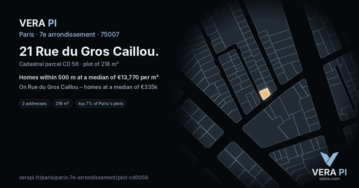 21 Rue du Gros Caillou, 7e arrondissement at night – the plot lit, the parcels around coloured by the prices near them