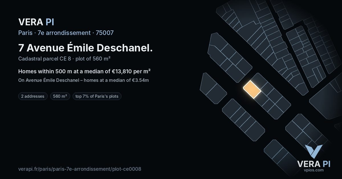 7 Avenue Émile Deschanel, 7e arrondissement at night – the plot lit, the parcels around coloured by the prices near them