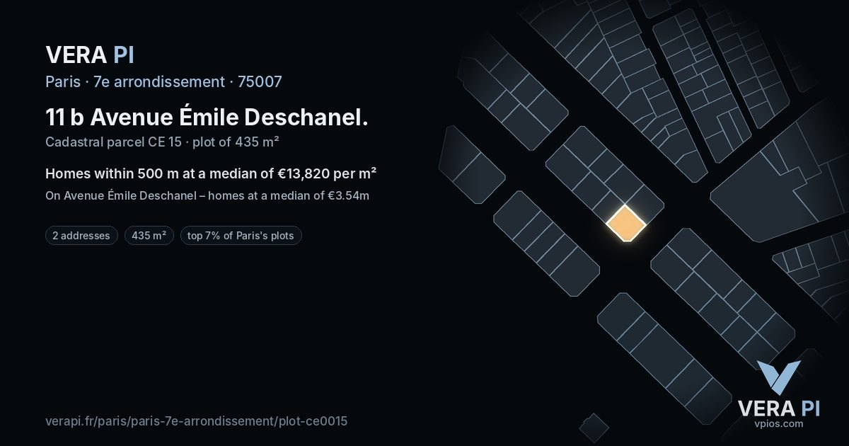 11 b Avenue Émile Deschanel, 7e arrondissement at night – the plot lit, the parcels around coloured by the prices near them