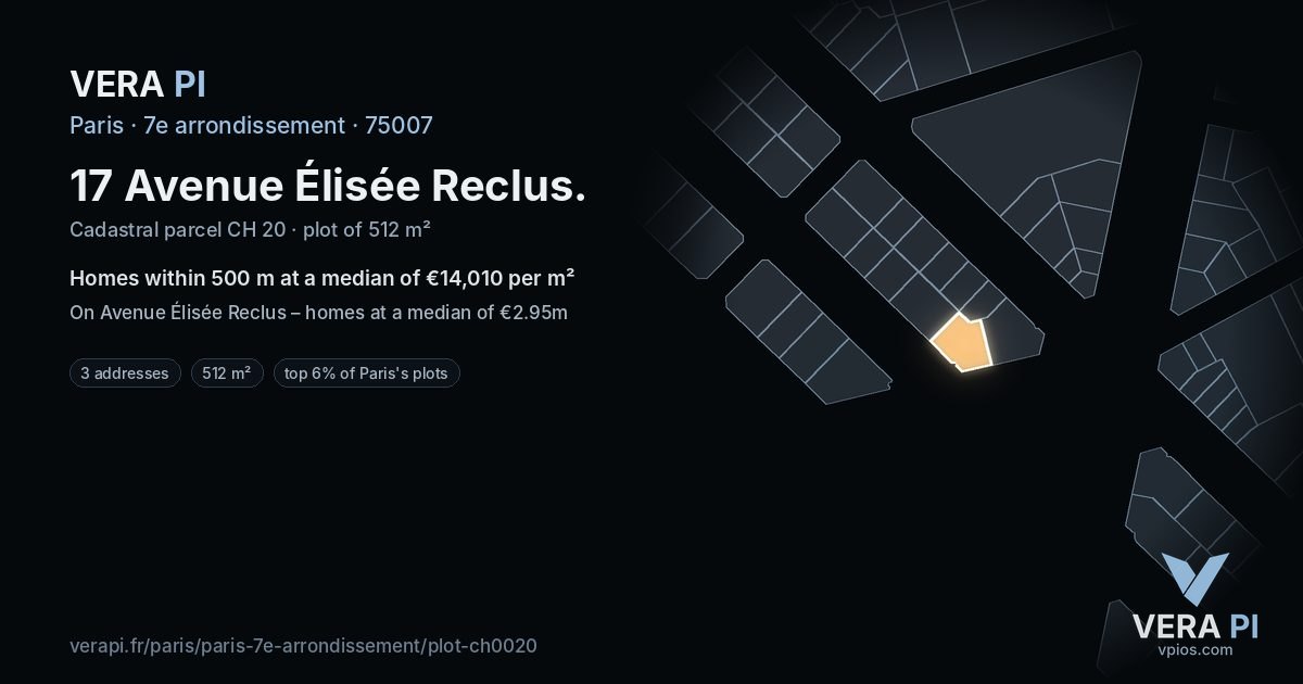 17 Avenue Élisée Reclus, 7e arrondissement at night – the plot lit, the parcels around coloured by the prices near them