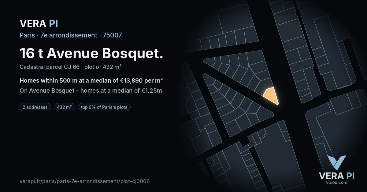 16 t Avenue Bosquet, 7e arrondissement at night – the plot lit, the parcels around coloured by the prices near them