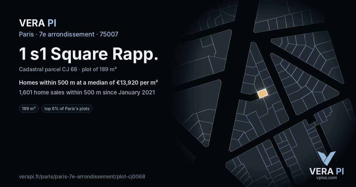 1 s1 Square Rapp, 7e arrondissement at night – the plot lit, the parcels around coloured by the prices near them