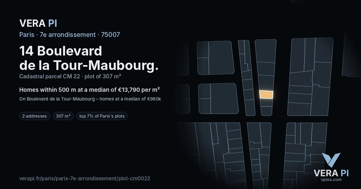 14 Boulevard de la Tour-Maubourg, 7e arrondissement at night – the plot lit, the parcels around coloured by the prices near them