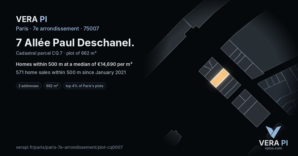 7 Allée Paul Deschanel, 7e arrondissement at night – the plot lit, the parcels around coloured by the prices near them
