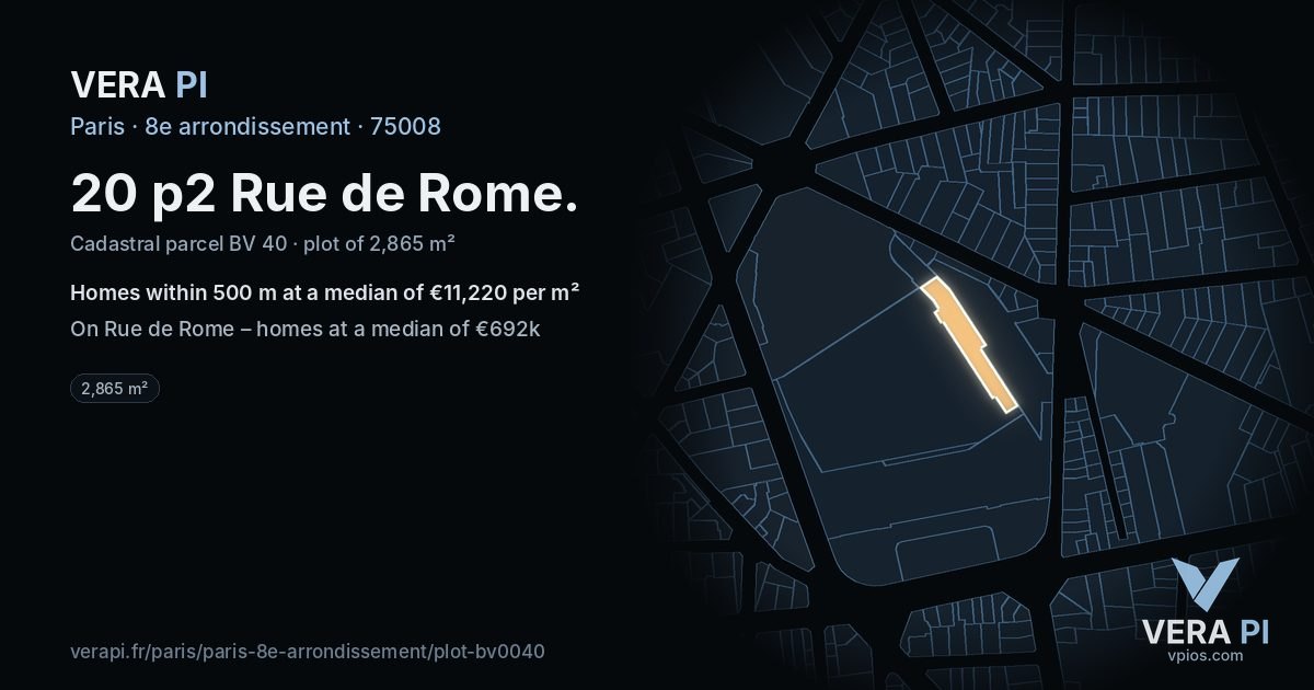 20 p2 Rue de Rome, 8e arrondissement at night – the plot lit, the parcels around coloured by the prices near them