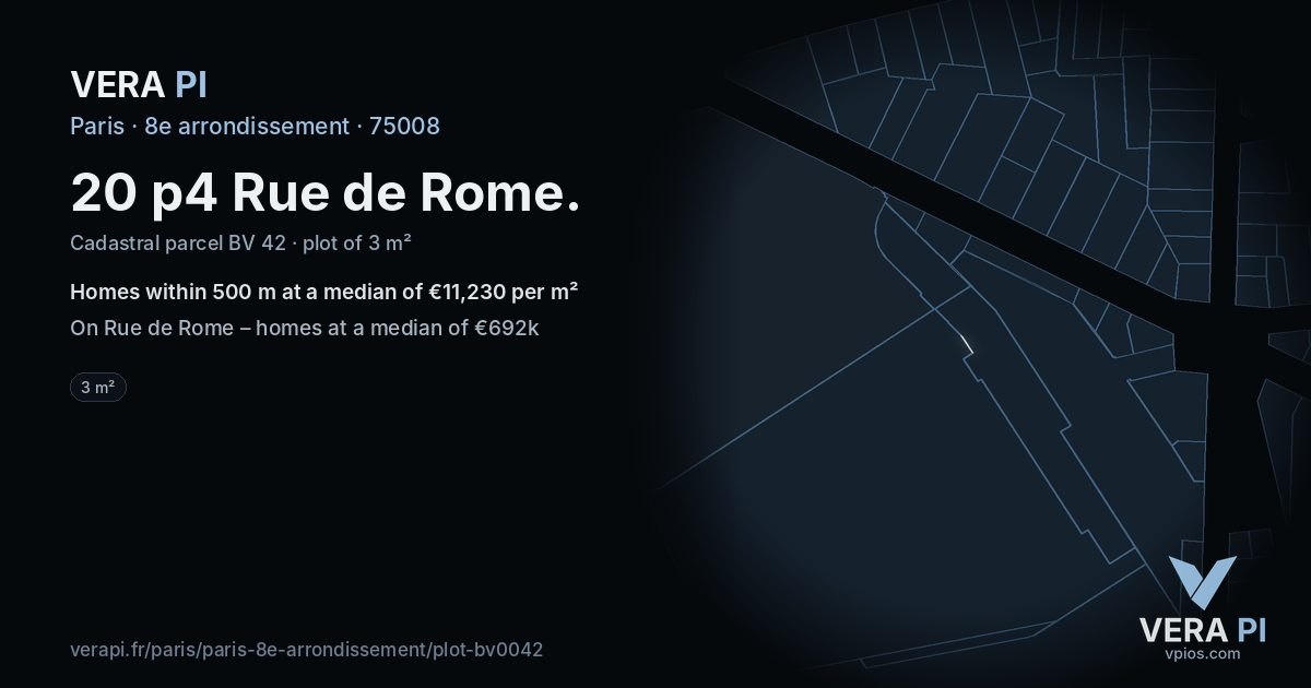 20 p4 Rue de Rome, 8e arrondissement at night – the plot lit, the parcels around coloured by the prices near them