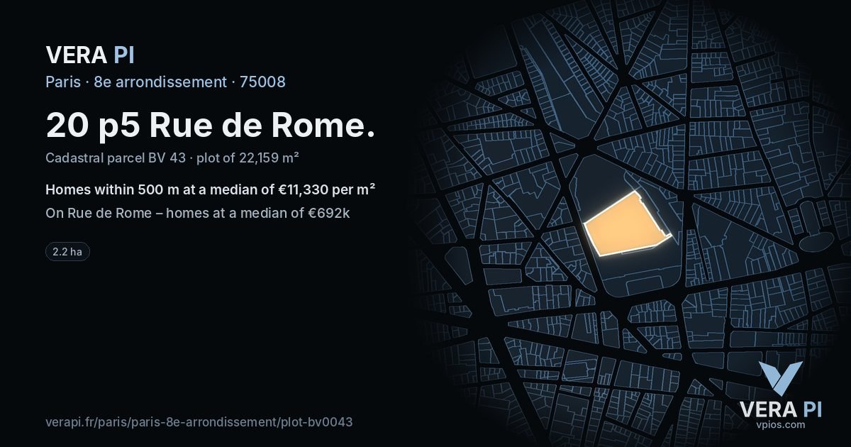 20 p5 Rue de Rome, 8e arrondissement at night – the plot lit, the parcels around coloured by the prices near them