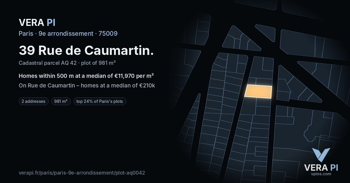 39 Rue de Caumartin, 9e arrondissement at night – the plot lit, the parcels around coloured by the prices near them