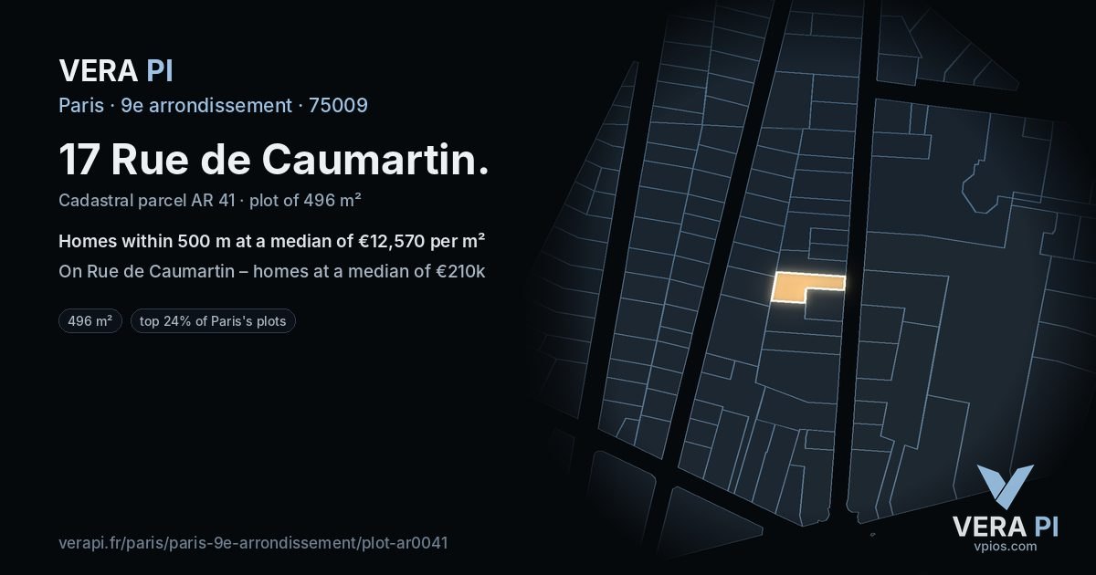 17 Rue de Caumartin, 9e arrondissement at night – the plot lit, the parcels around coloured by the prices near them