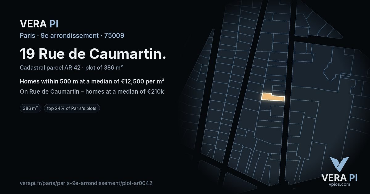 19 Rue de Caumartin, 9e arrondissement at night – the plot lit, the parcels around coloured by the prices near them