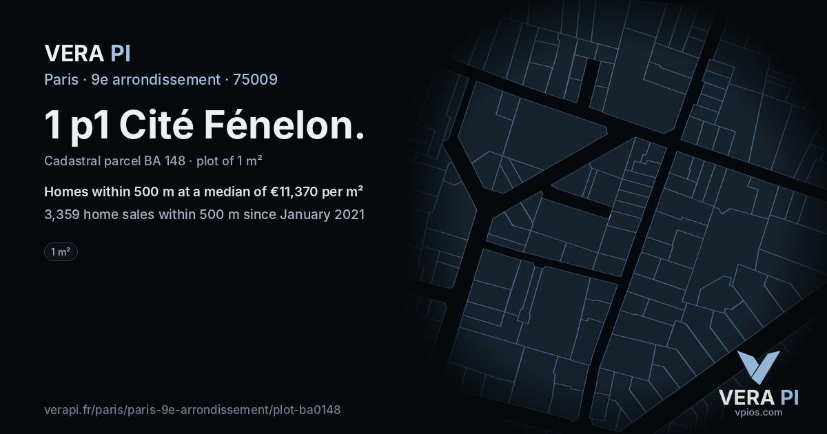 1 p1 Cité Fénelon, 9e arrondissement at night – the plot lit, the parcels around coloured by the prices near them