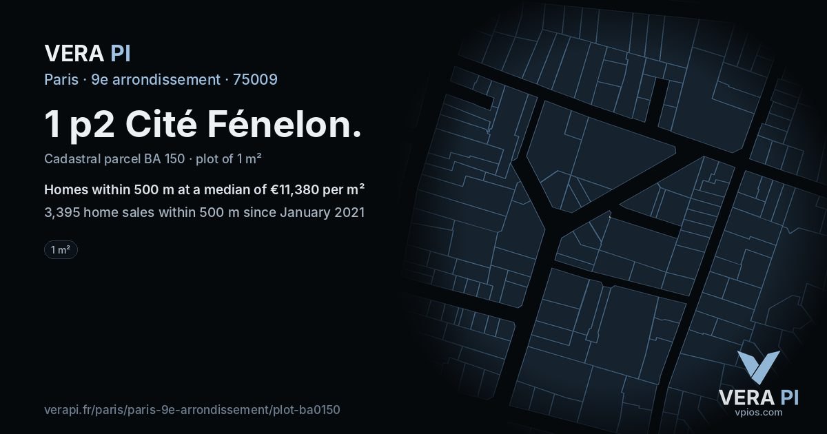 1 p2 Cité Fénelon, 9e arrondissement at night – the plot lit, the parcels around coloured by the prices near them