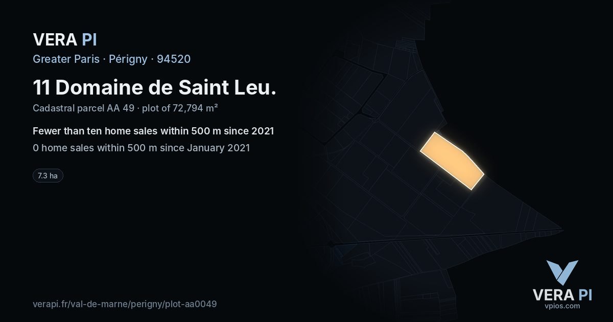 11 Domaine de Saint Leu, Périgny at night – the plot lit, the parcels around coloured by the prices near them