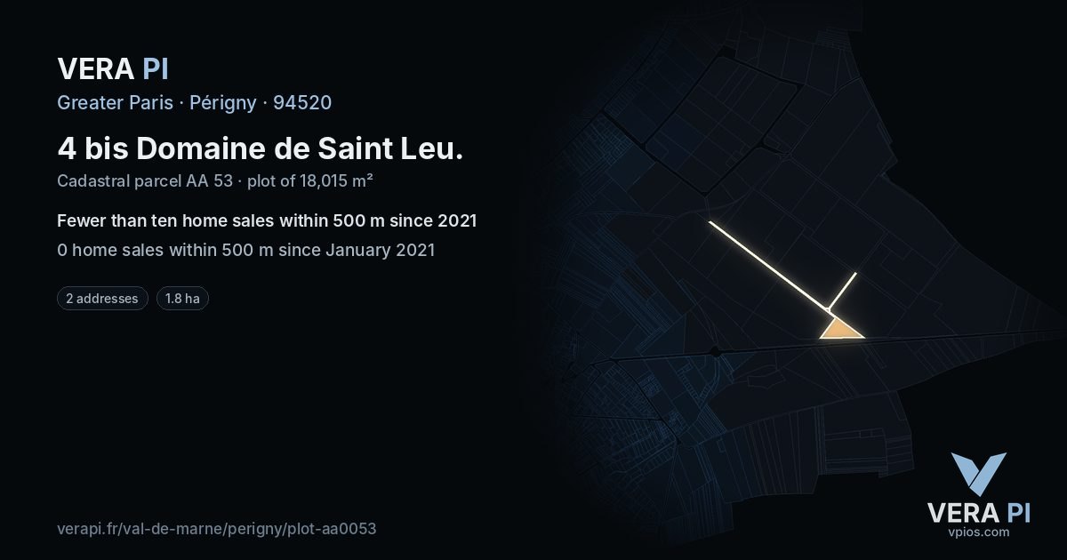 4 bis Domaine de Saint Leu, Périgny at night – the plot lit, the parcels around coloured by the prices near them