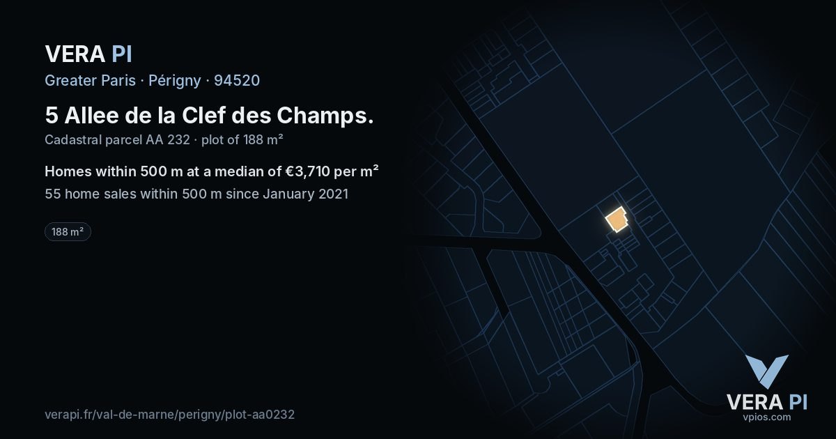5 Allee de la Clef des Champs, Périgny at night – the plot lit, the parcels around coloured by the prices near them