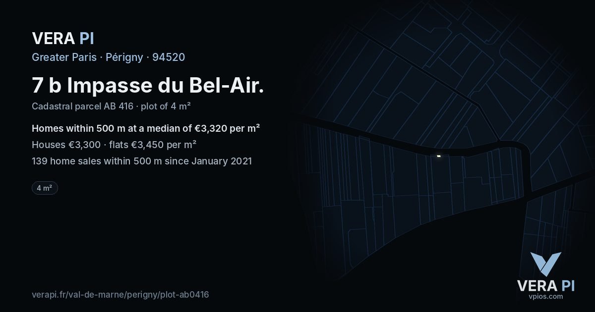 7 b Impasse du Bel-Air, Périgny at night – the plot lit, the parcels around coloured by the prices near them