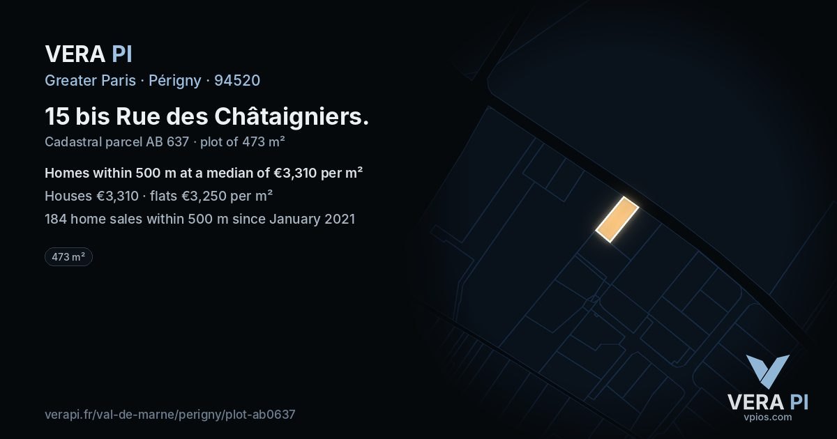 15 bis Rue des Châtaigniers, Périgny at night – the plot lit, the parcels around coloured by the prices near them