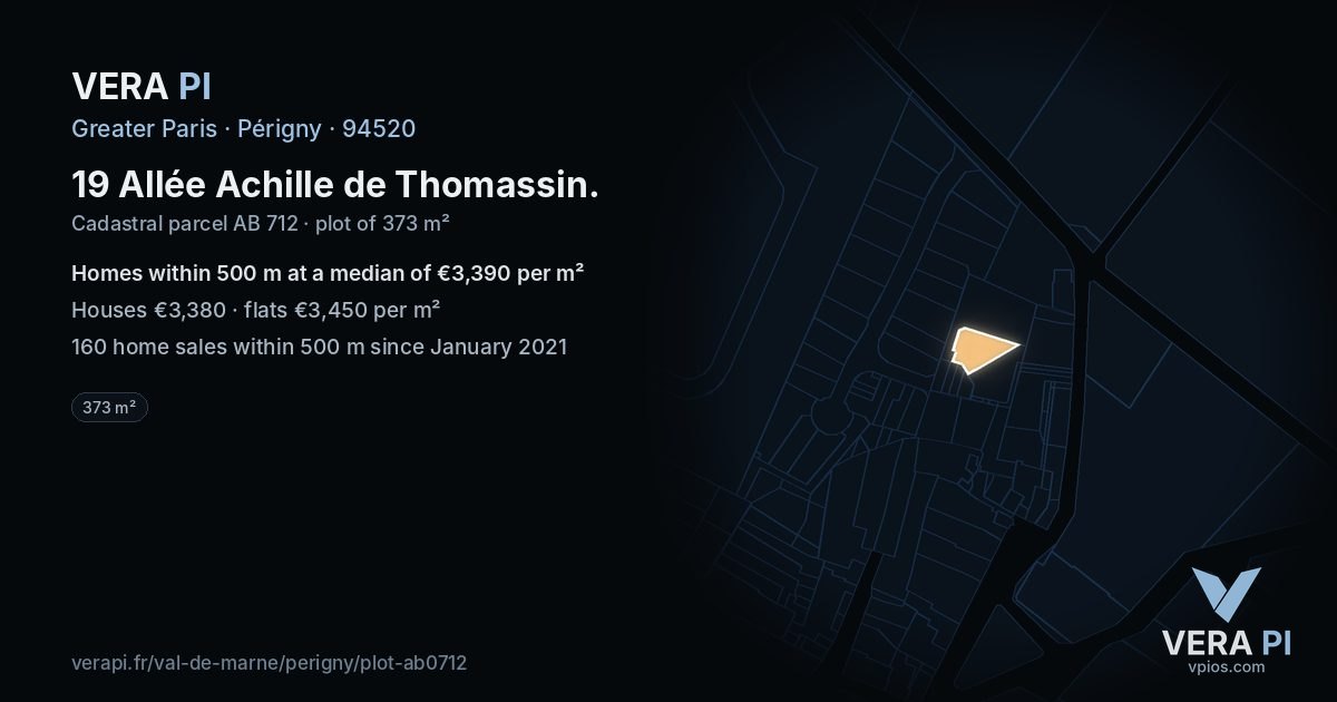 19 Allée Achille de Thomassin, Périgny at night – the plot lit, the parcels around coloured by the prices near them