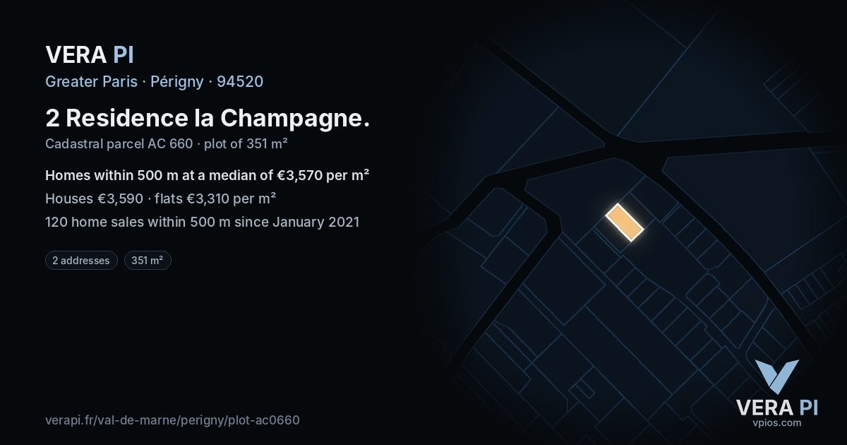 2 Residence la Champagne, Périgny at night – the plot lit, the parcels around coloured by the prices near them