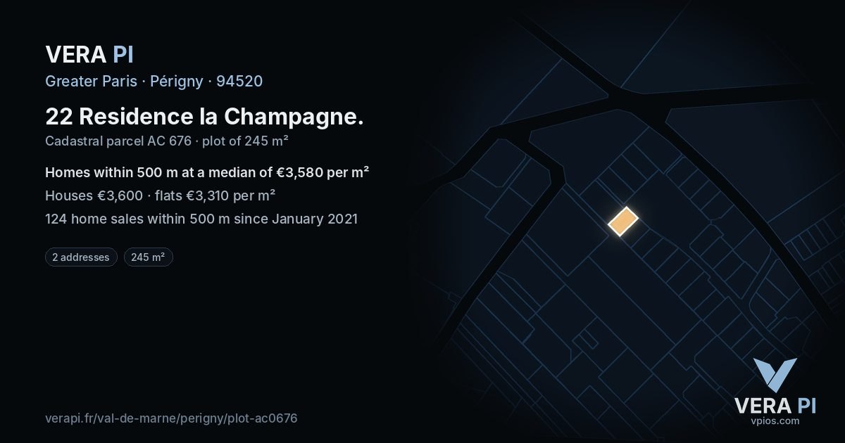 22 Residence la Champagne, Périgny at night – the plot lit, the parcels around coloured by the prices near them