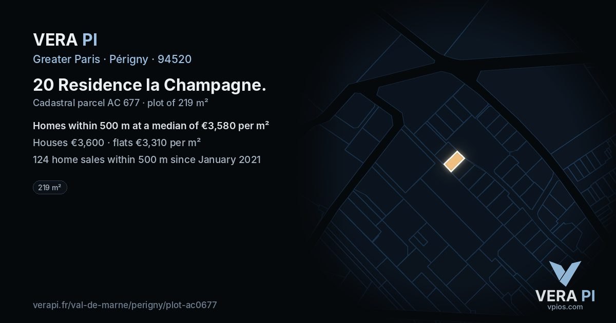 20 Residence la Champagne, Périgny at night – the plot lit, the parcels around coloured by the prices near them
