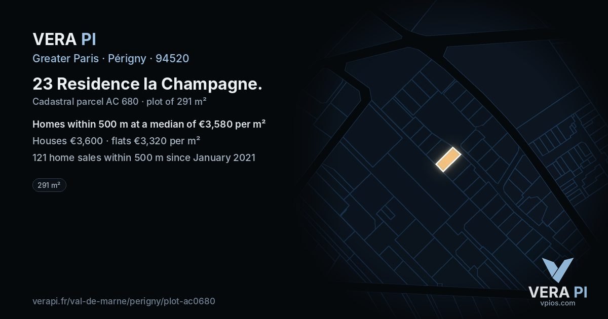 23 Residence la Champagne, Périgny at night – the plot lit, the parcels around coloured by the prices near them