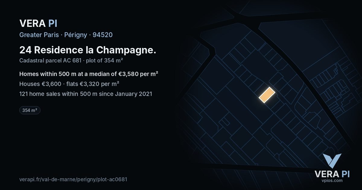 24 Residence la Champagne, Périgny at night – the plot lit, the parcels around coloured by the prices near them
