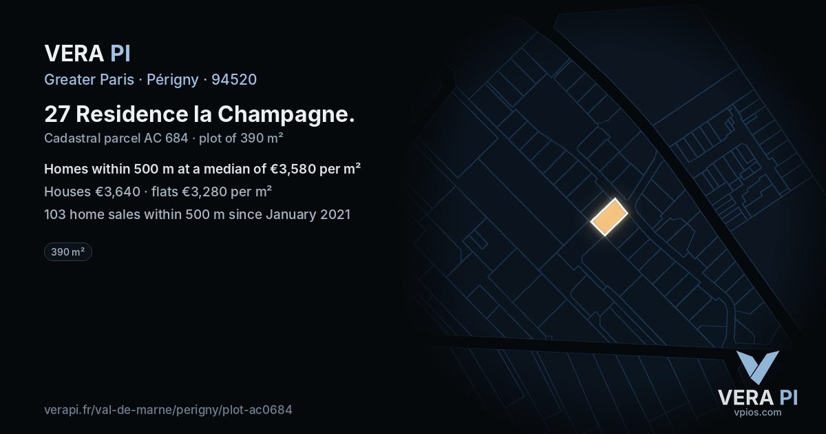 27 Residence la Champagne, Périgny at night – the plot lit, the parcels around coloured by the prices near them