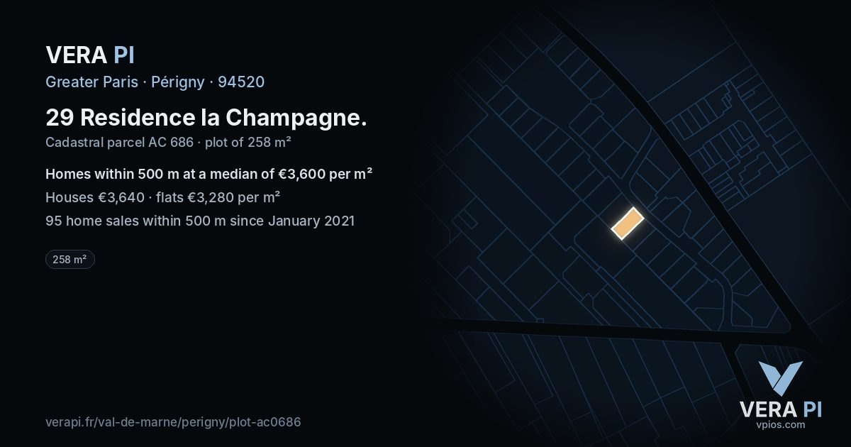 29 Residence la Champagne, Périgny at night – the plot lit, the parcels around coloured by the prices near them