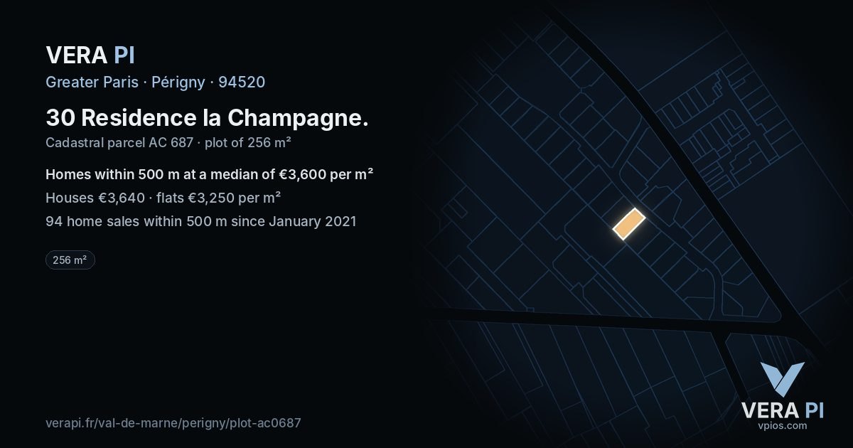 30 Residence la Champagne, Périgny at night – the plot lit, the parcels around coloured by the prices near them