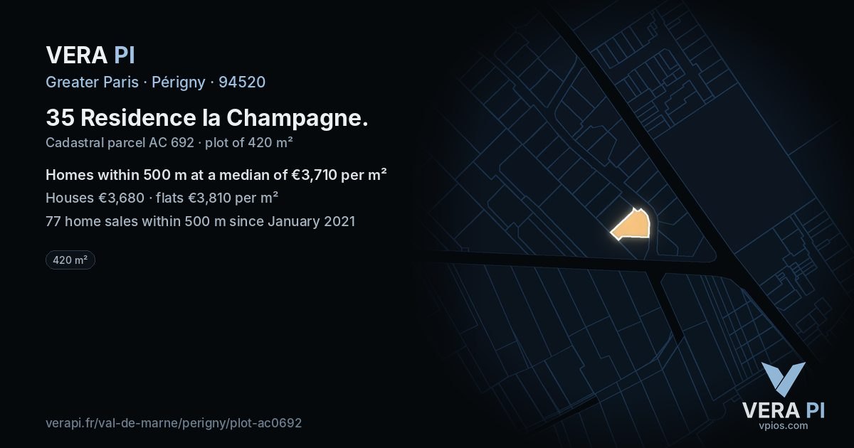 35 Residence la Champagne, Périgny at night – the plot lit, the parcels around coloured by the prices near them