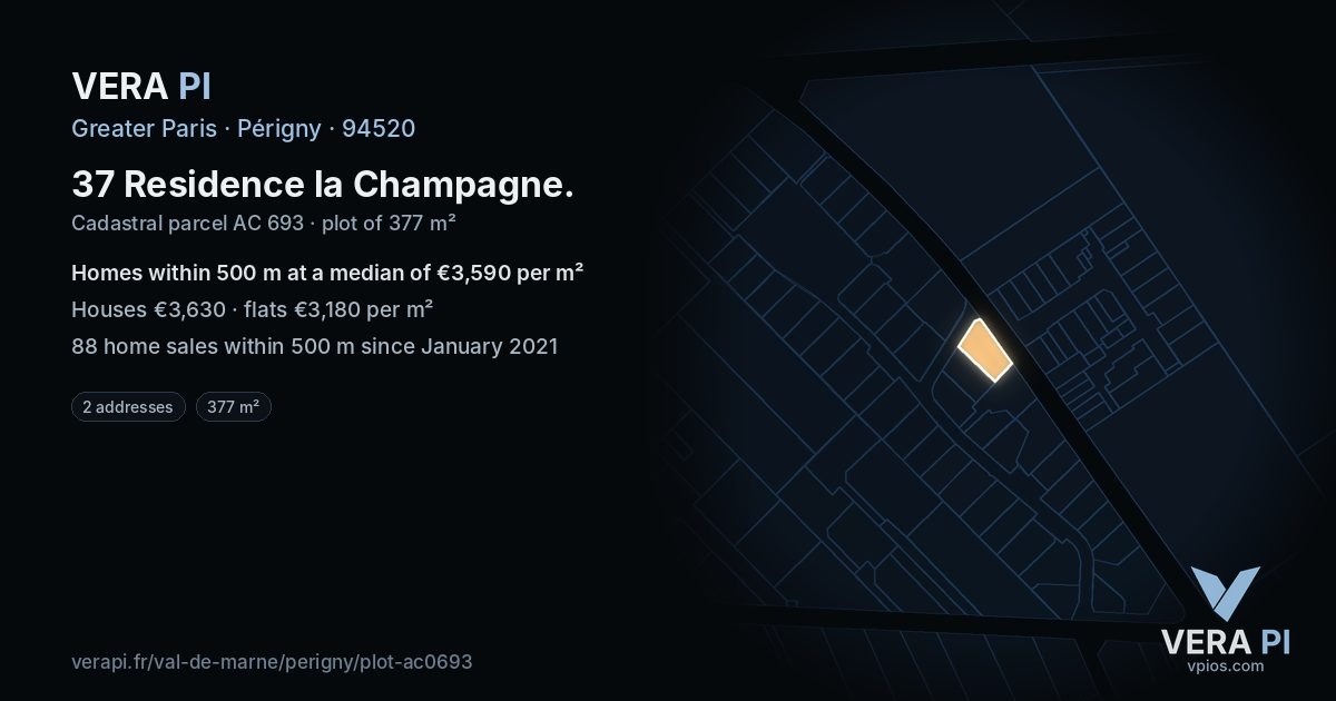 37 Residence la Champagne, Périgny at night – the plot lit, the parcels around coloured by the prices near them