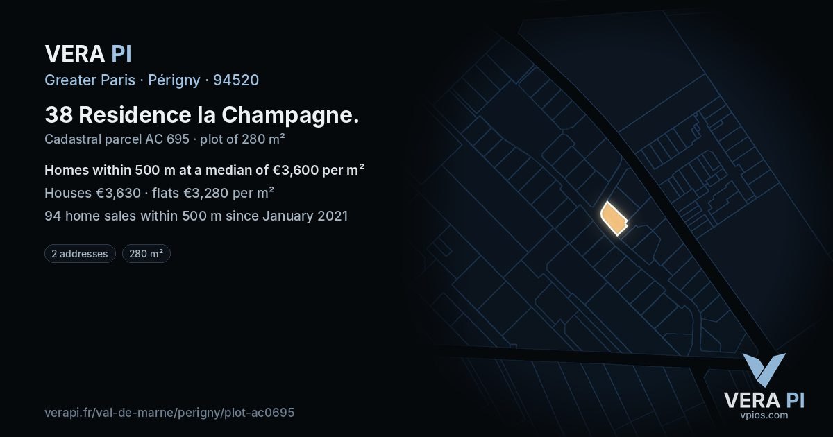 38 Residence la Champagne, Périgny at night – the plot lit, the parcels around coloured by the prices near them