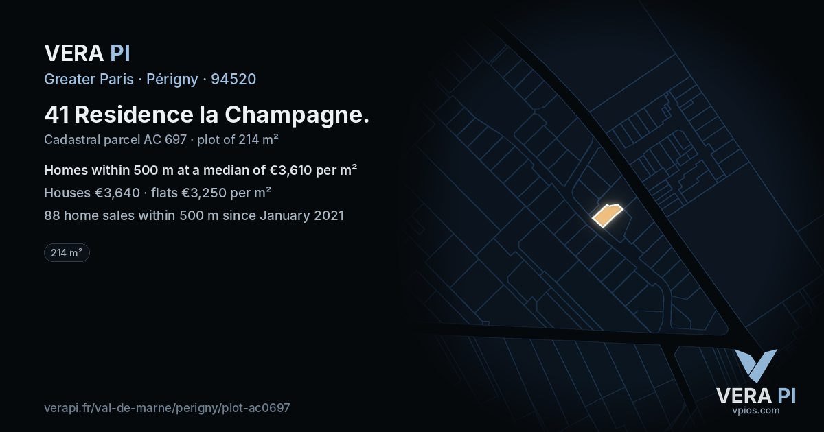 41 Residence la Champagne, Périgny at night – the plot lit, the parcels around coloured by the prices near them