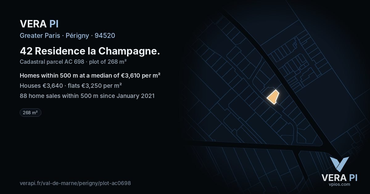 42 Residence la Champagne, Périgny at night – the plot lit, the parcels around coloured by the prices near them