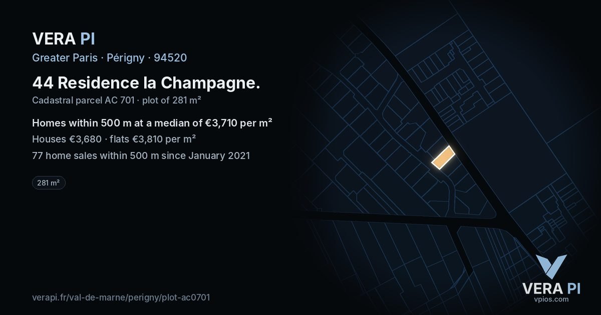 44 Residence la Champagne, Périgny at night – the plot lit, the parcels around coloured by the prices near them