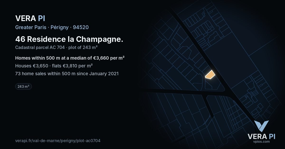 46 Residence la Champagne, Périgny at night – the plot lit, the parcels around coloured by the prices near them