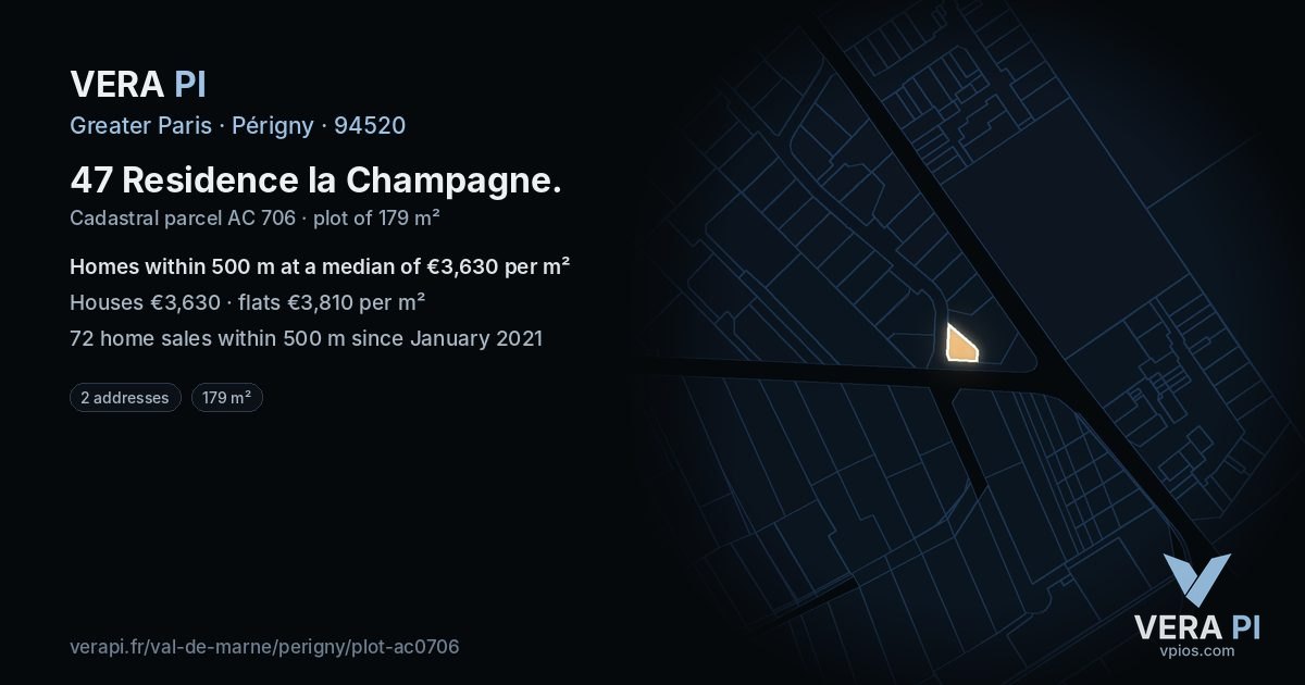 47 Residence la Champagne, Périgny at night – the plot lit, the parcels around coloured by the prices near them