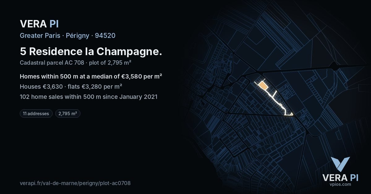 5 Residence la Champagne, Périgny at night – the plot lit, the parcels around coloured by the prices near them
