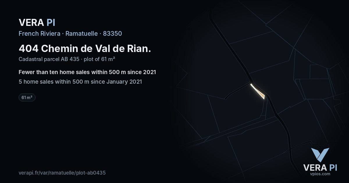 404 Chemin de Val de Rian, Ramatuelle at night – the plot lit, the parcels around coloured by the prices near them