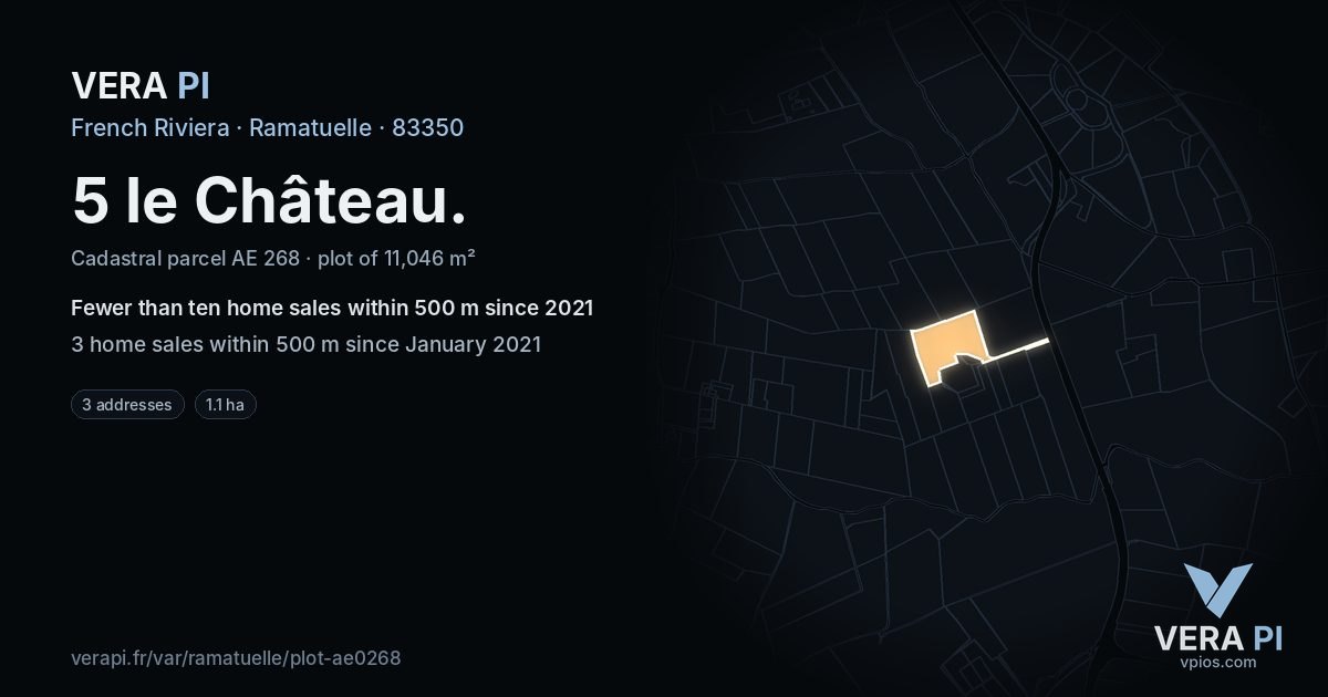 5 le Château, Ramatuelle at night – the plot lit, the parcels around coloured by the prices near them