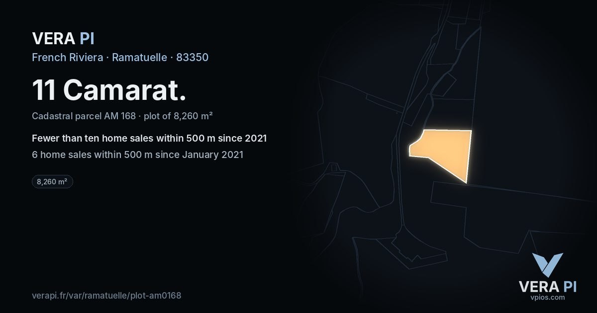11 Camarat, Ramatuelle at night – the plot lit, the parcels around coloured by the prices near them